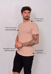 Camiseta Masculina Tricot Ponto Fino Bege – tricô premium com elastano | CW Store