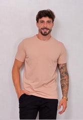 Camiseta Masculina Tricot Ponto Fino Bege | CW Store