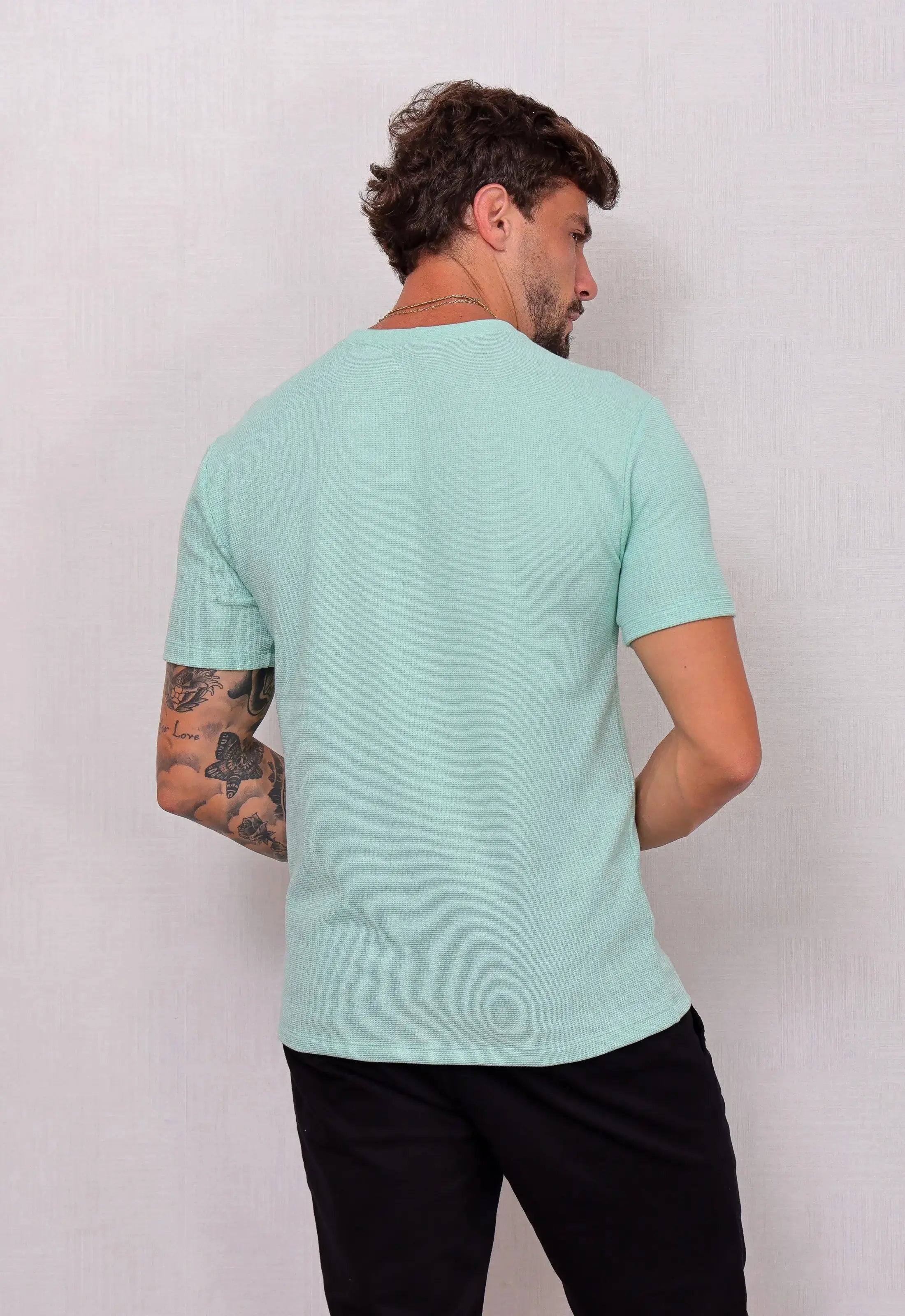 Camiseta Masculina Tricot Verde Claro – conforto e estilo minimalista | CW Store