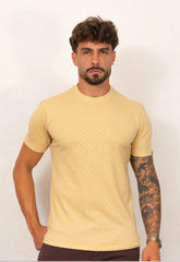 Camiseta Masculina Tricot Xadrez Bege | CW Store