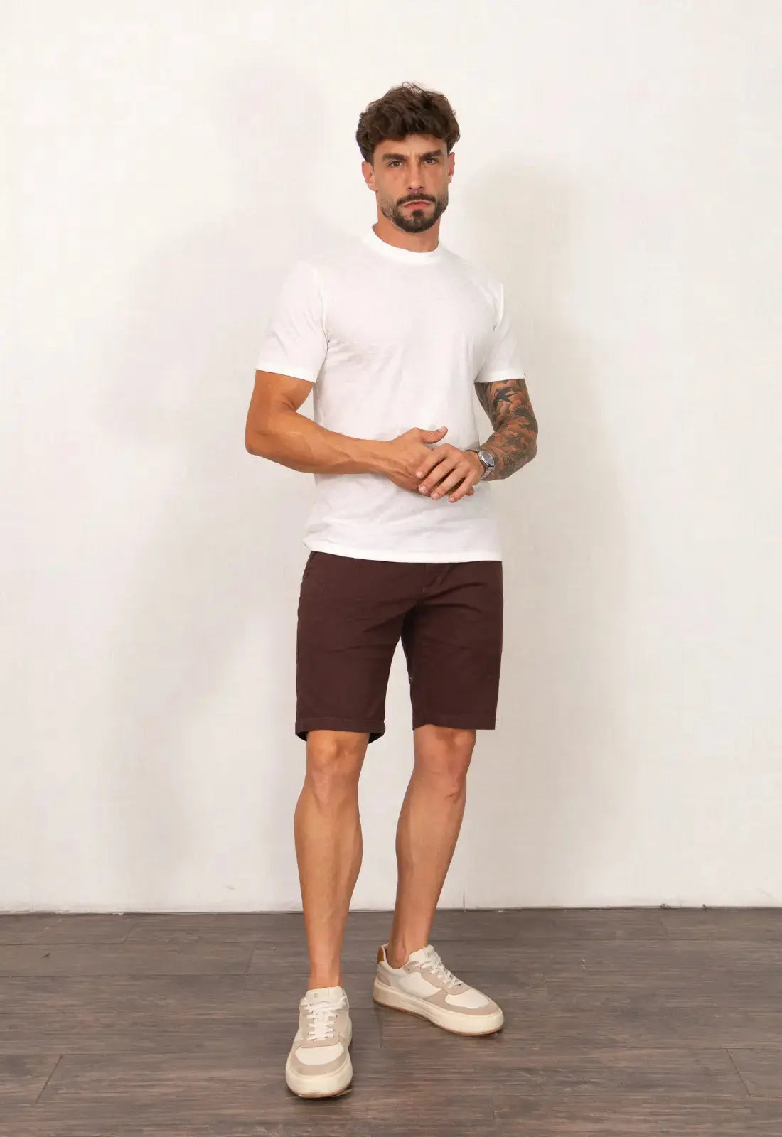 Camiseta Masculina Tricot Xadrez Branca – textura sofisticada que não amassa | CW Store