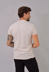 Camiseta com Zíper Masculina Bege – caimento slim masculino | CW Store
