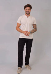 Camiseta com Zíper Masculina Bege – estética moderna e minimalista | CW Store