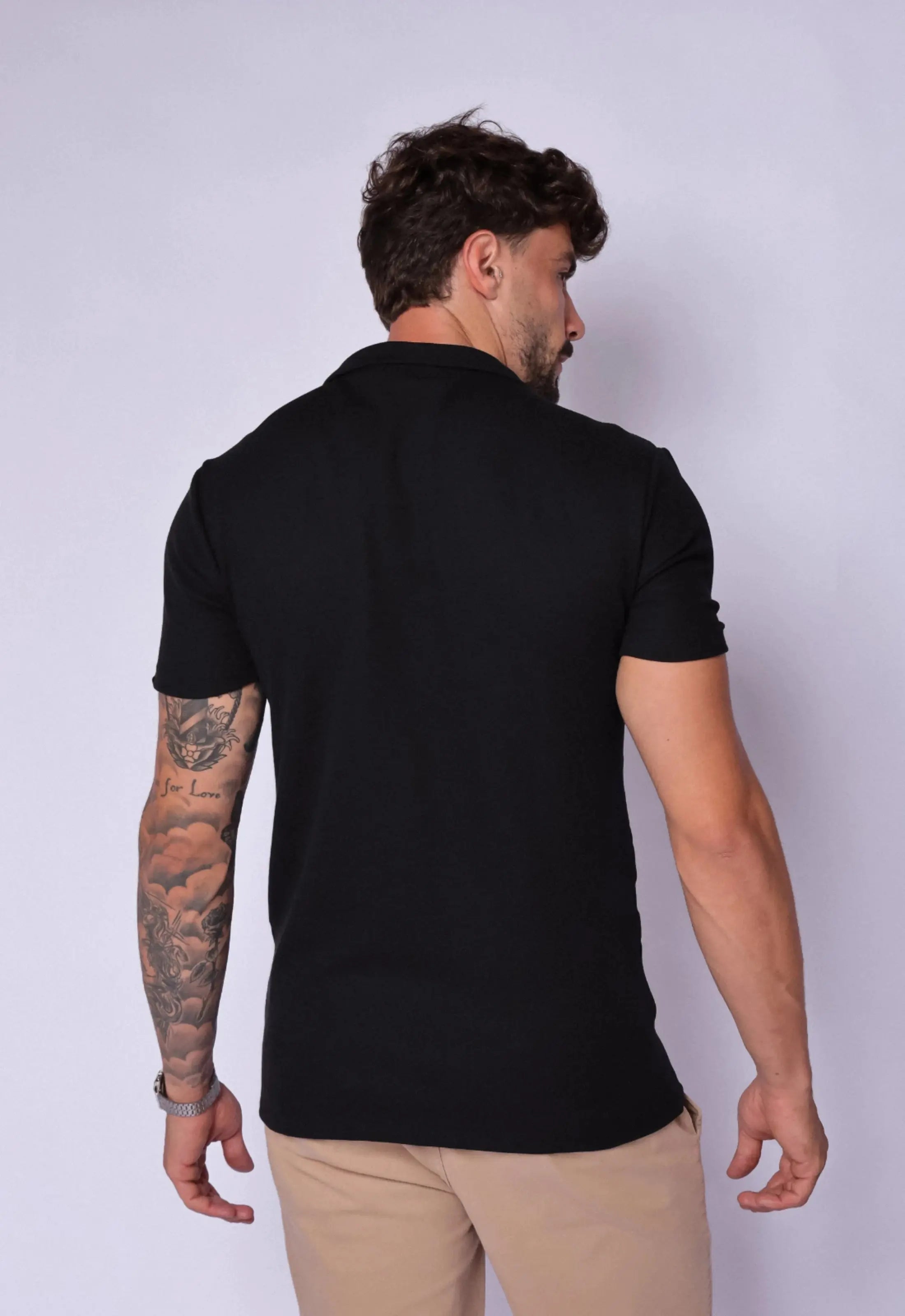 Camisa Polo Italiana Tricot Preta CW STORE