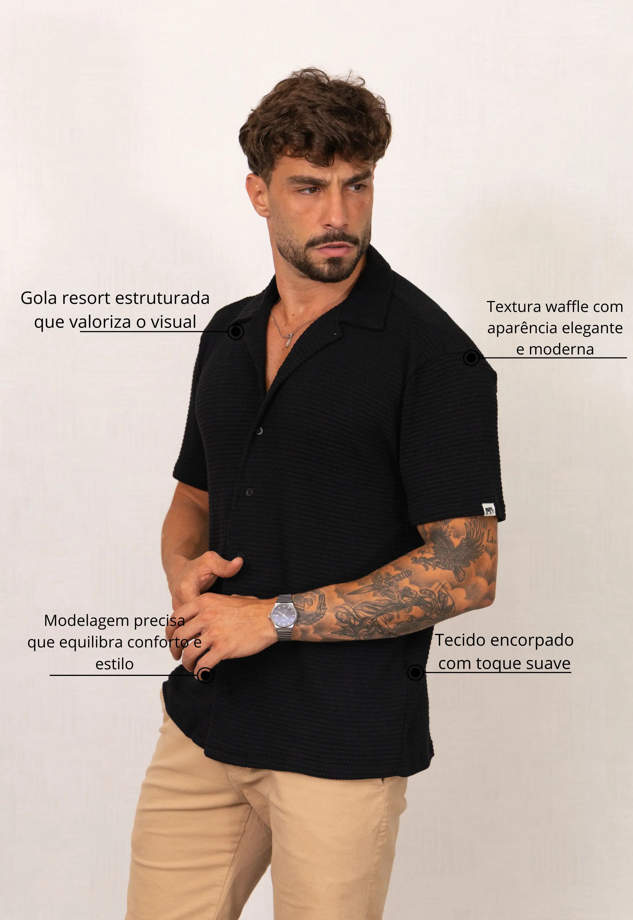 Camisa Masculina Tricot Touch Preta CW STORE
