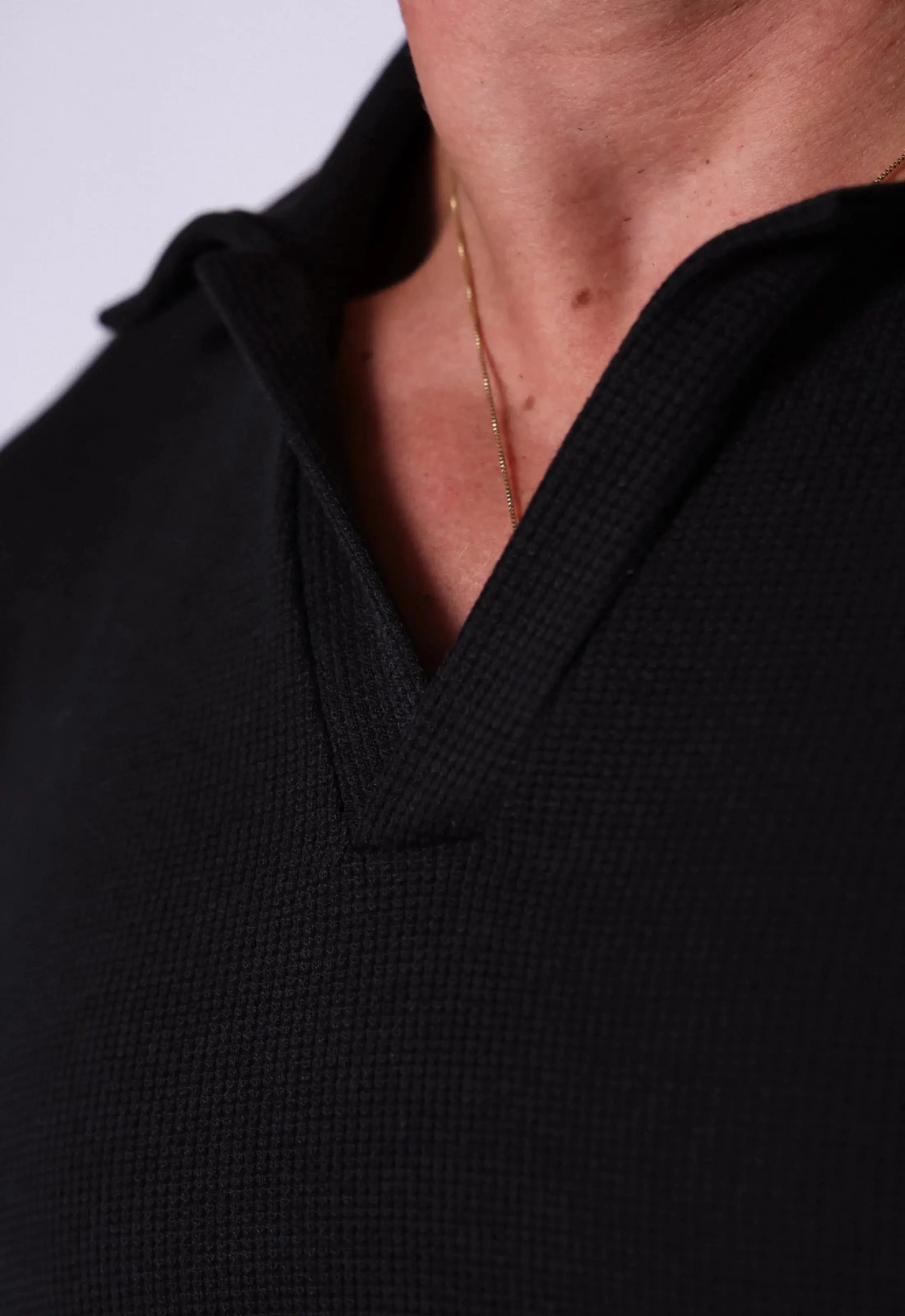 Camisa Polo Italiana Tricot Preta CW STORE