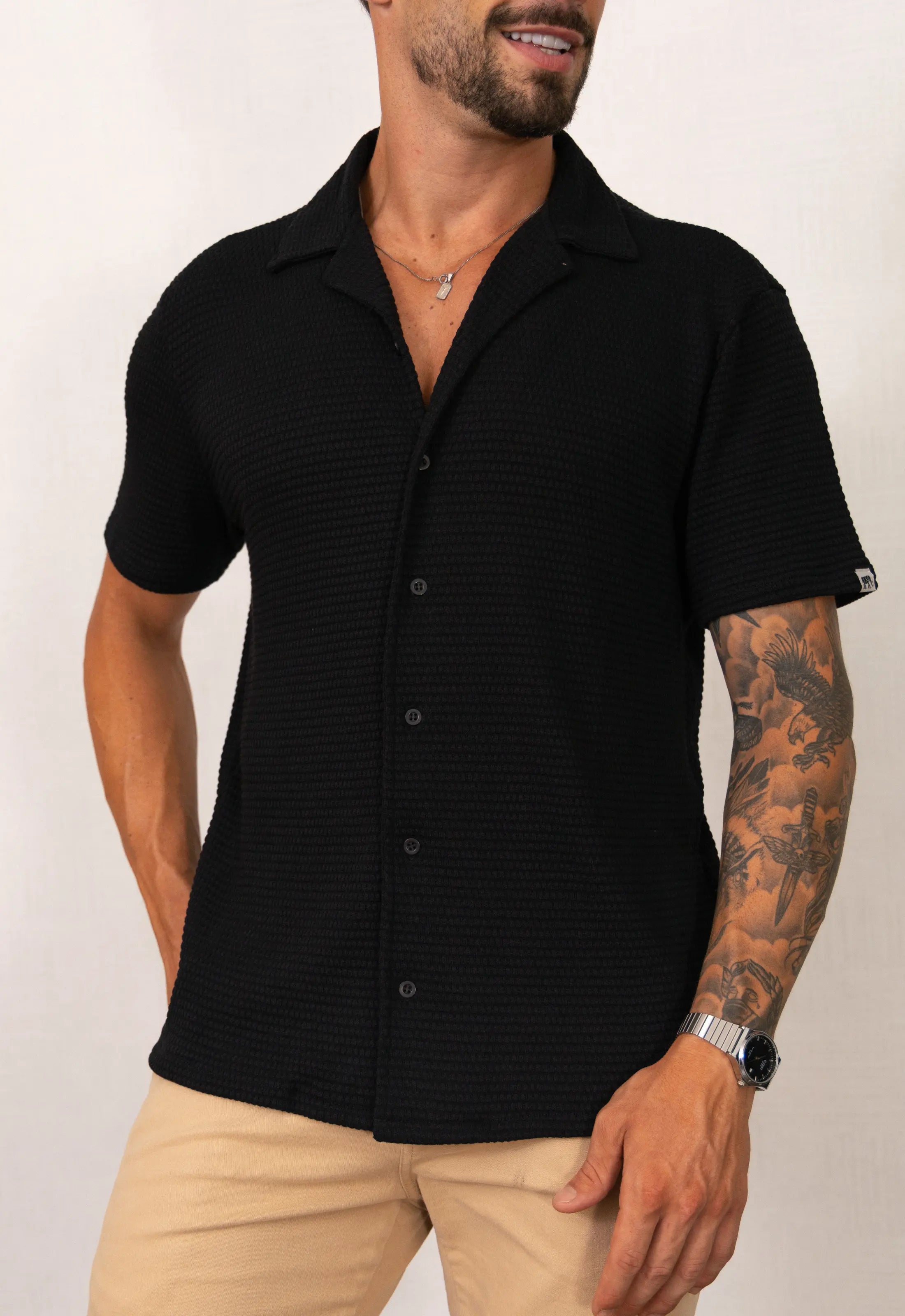 Camisa Masculina Tricot Touch Preta CW STORE