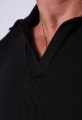 Camisa Polo Italiana Tricot Preta CW STORE