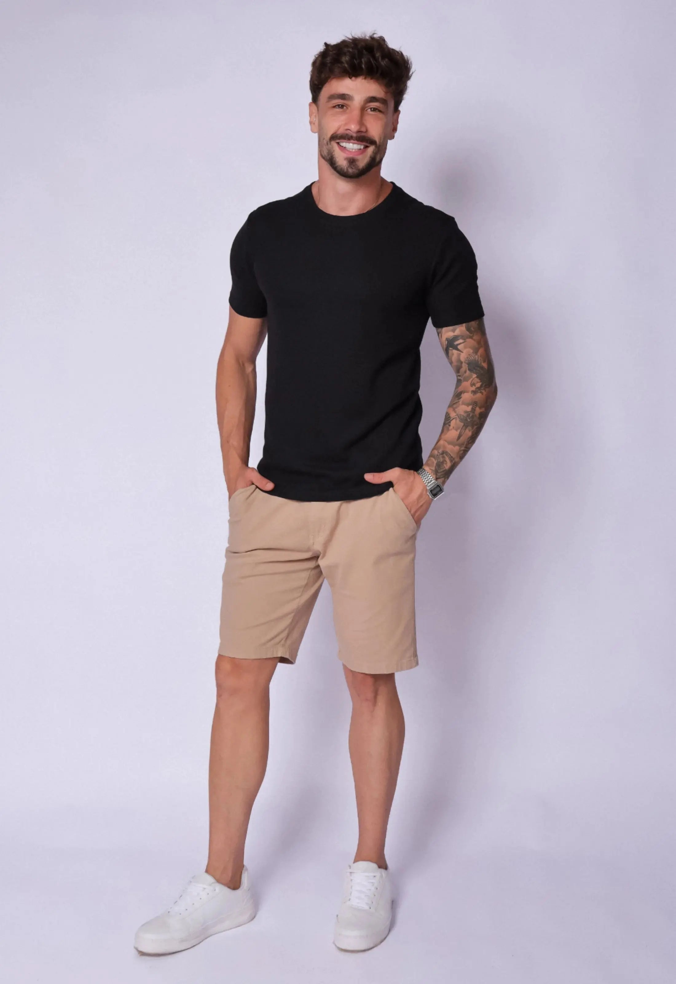 Camiseta Masculina Tricot Preta – textura sofisticada que não amassa | CW Store