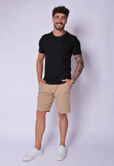 Camiseta Masculina Tricot Preta – textura sofisticada que não amassa | CW Store