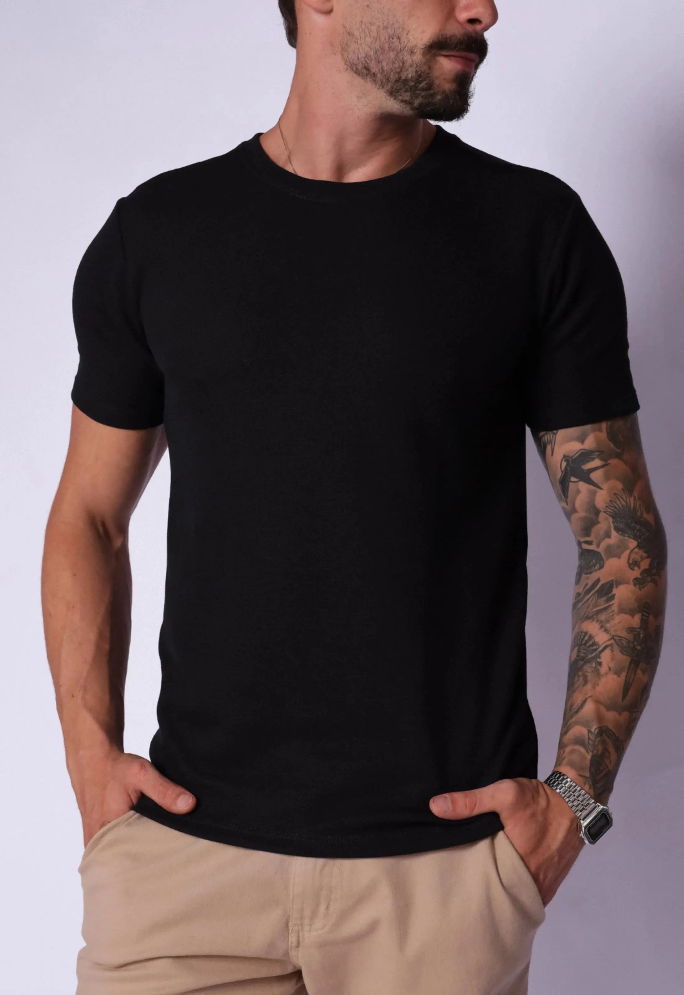 Camiseta Masculina Tricot Preta – conforto e estilo minimalista | CW Store