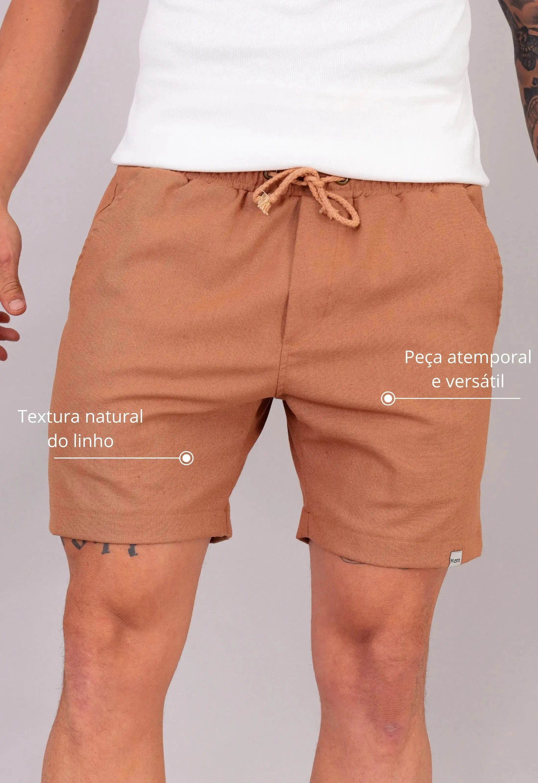 Shorts de Linho Masculino Terracota – tecido leve e confortável | CW Store