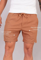 Shorts de Linho Masculino Terracota – tecido leve e confortável | CW Store