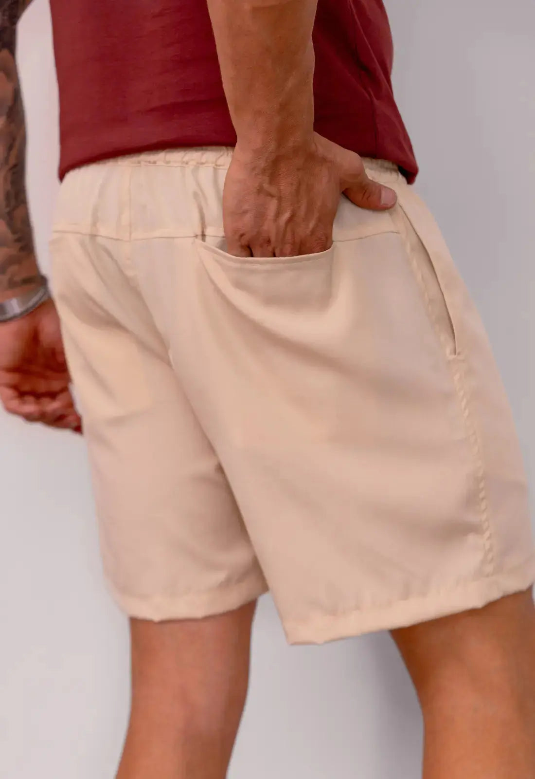 Shorts Masculino Microfibra Bege – conforto e estilo o dia todo | CW Store