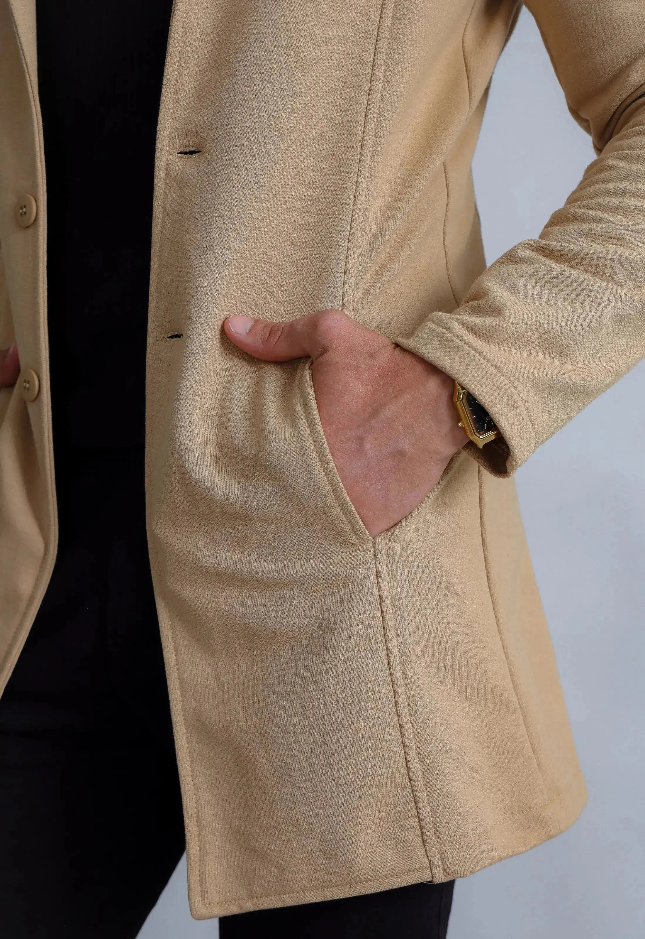 Sobretudo Slim Moletinho Masculino Bege – peça versátil para o frio | CW Store