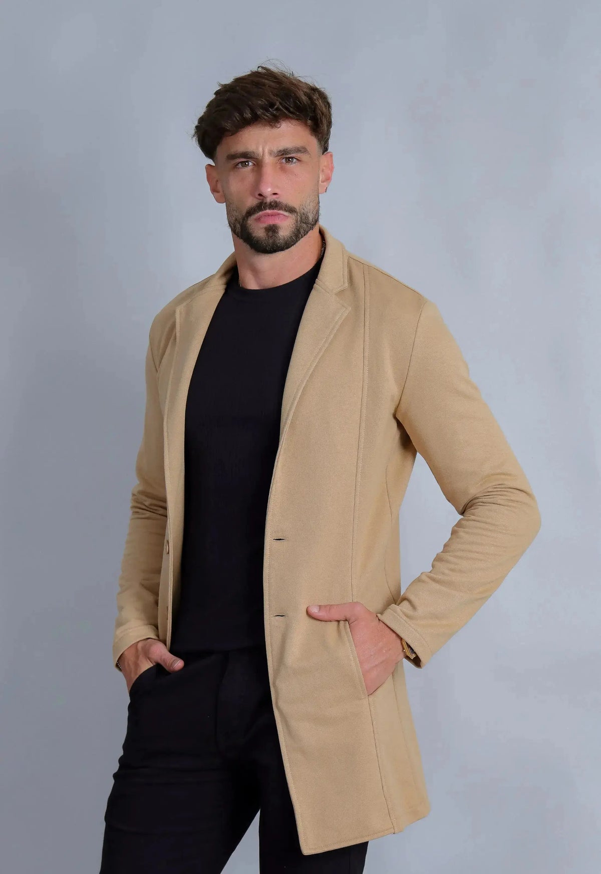 Sobretudo Slim Moletinho Masculino Bege | CW Store