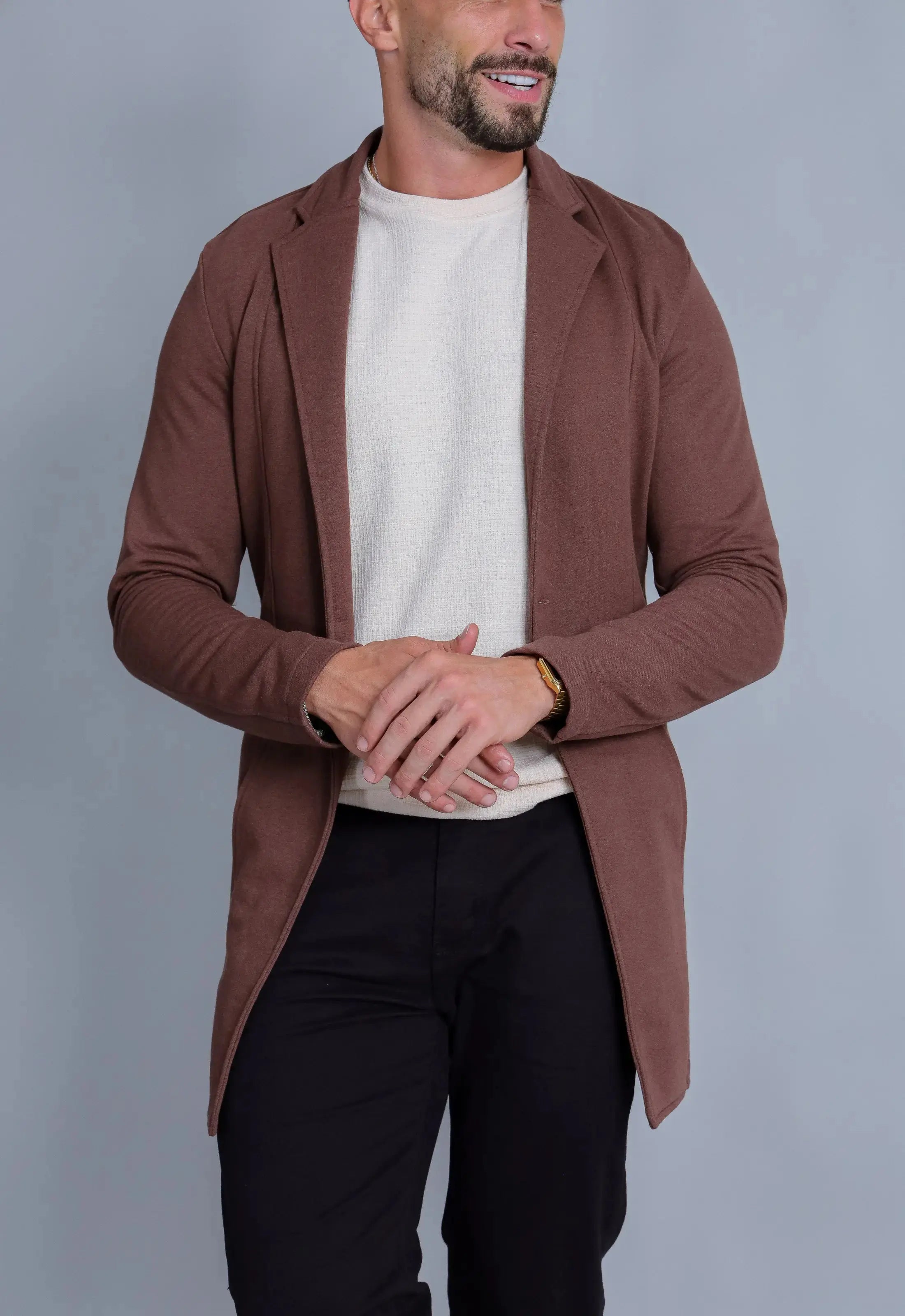 Sobretudo Slim Moletinho Masculino Marrom – caimento slim masculino | CW Store